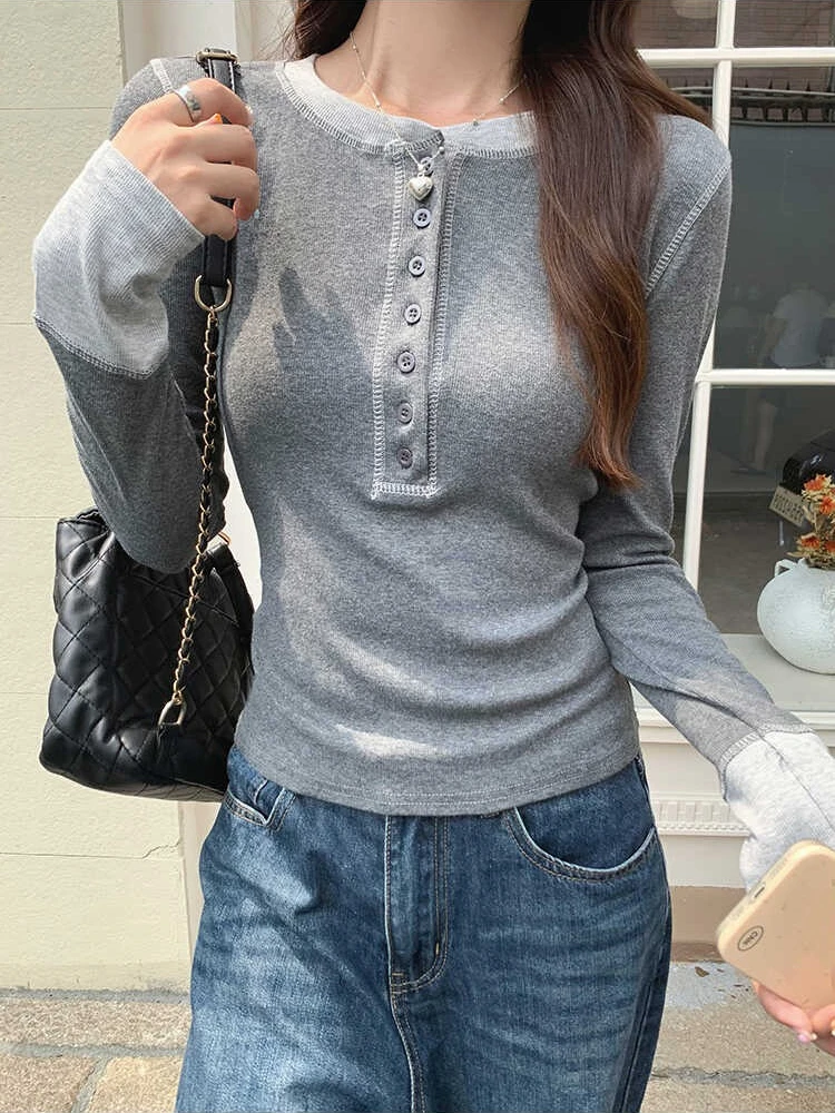 Embroidery Shirt - T-Shirt Patchwork Y2K 2025, Top Grunge