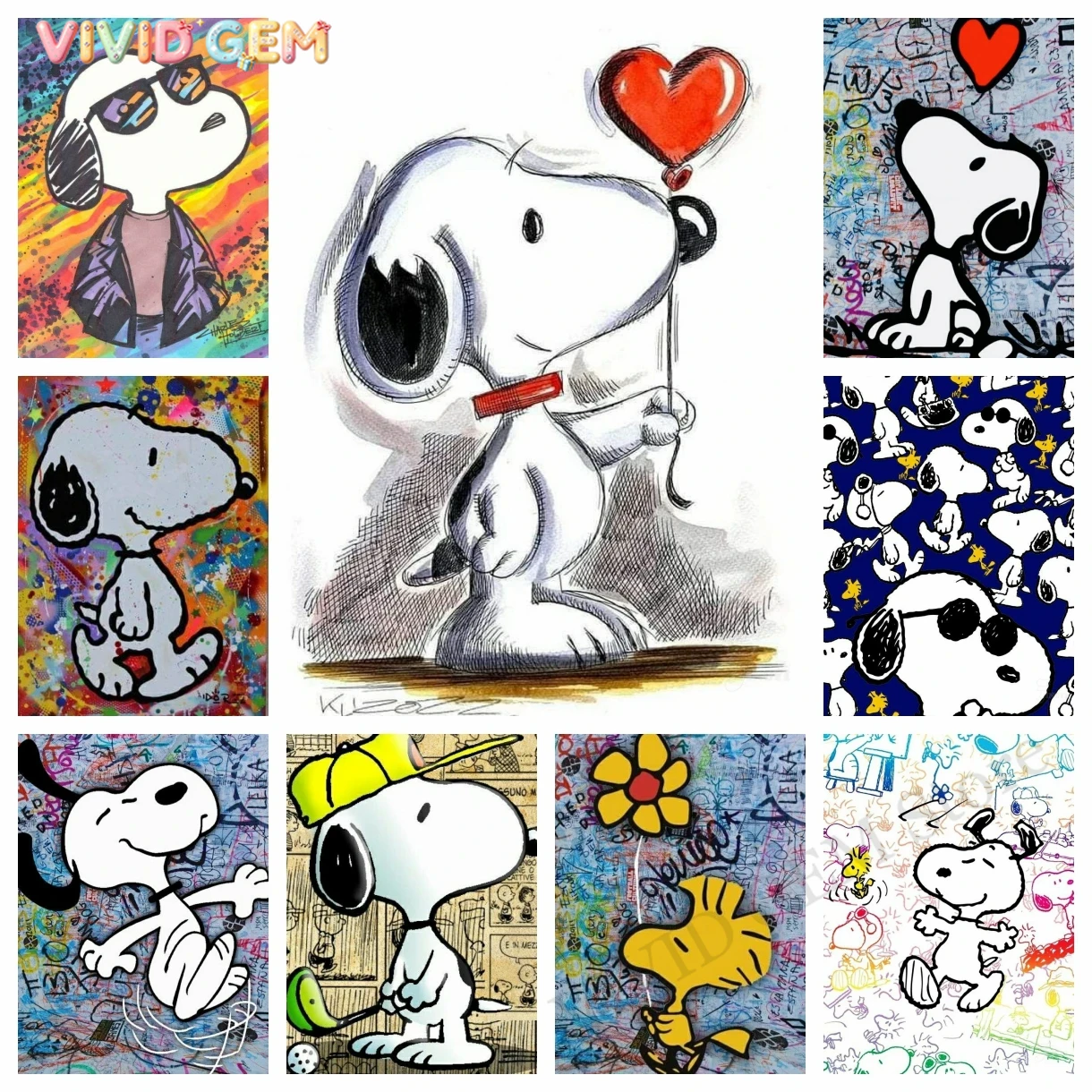 Embroidery Handicraft - VIVID GEM Kawaii Graffiti Snoopy Fumetti